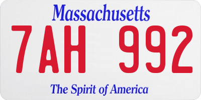 MA license plate 7AH992