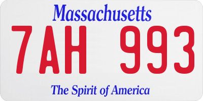 MA license plate 7AH993