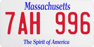 MA license plate 7AH996