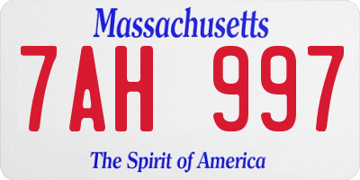 MA license plate 7AH997