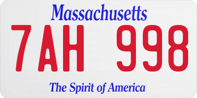 MA license plate 7AH998