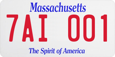MA license plate 7AI001