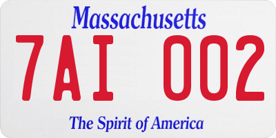 MA license plate 7AI002