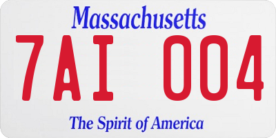 MA license plate 7AI004