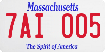 MA license plate 7AI005