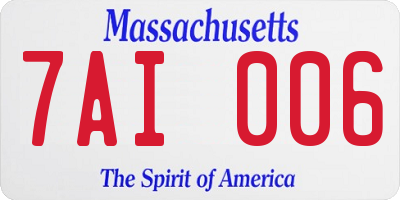 MA license plate 7AI006