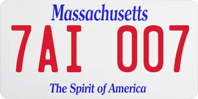 MA license plate 7AI007