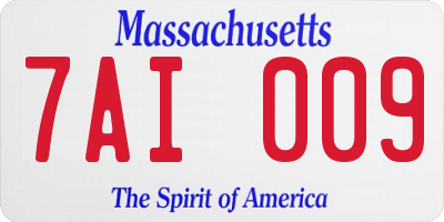 MA license plate 7AI009