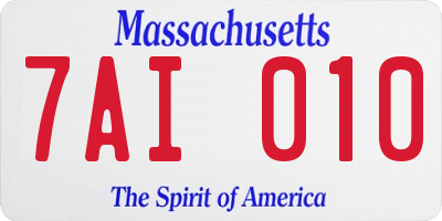 MA license plate 7AI010