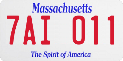 MA license plate 7AI011
