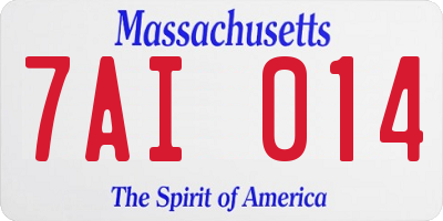 MA license plate 7AI014