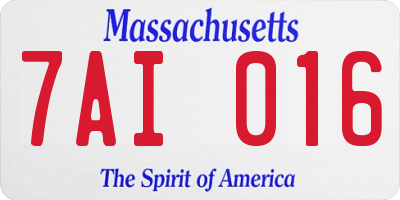 MA license plate 7AI016