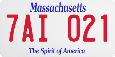 MA license plate 7AI021
