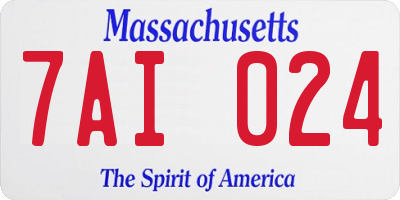 MA license plate 7AI024