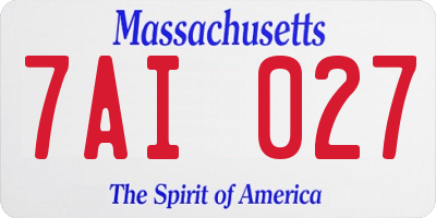 MA license plate 7AI027