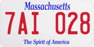 MA license plate 7AI028