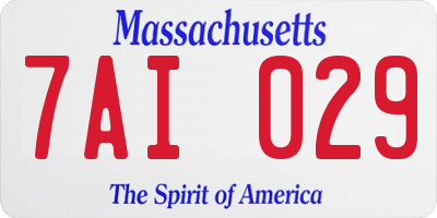MA license plate 7AI029