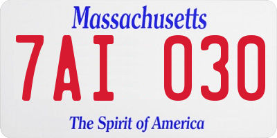 MA license plate 7AI030