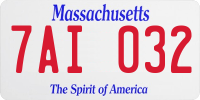 MA license plate 7AI032