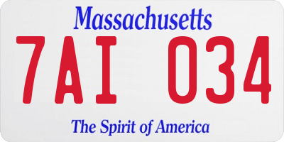 MA license plate 7AI034