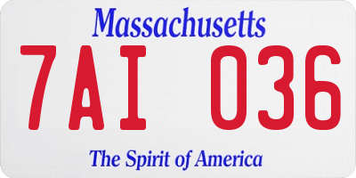 MA license plate 7AI036