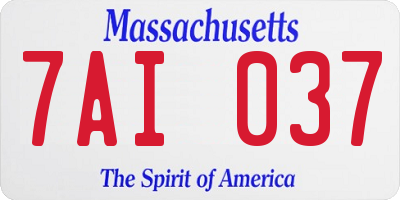 MA license plate 7AI037