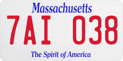 MA license plate 7AI038