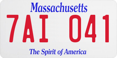 MA license plate 7AI041