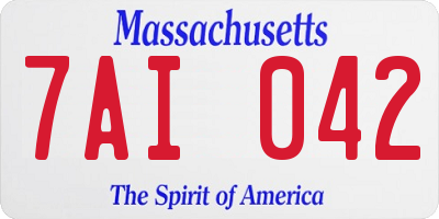 MA license plate 7AI042