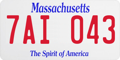 MA license plate 7AI043