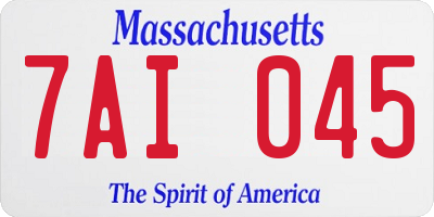 MA license plate 7AI045
