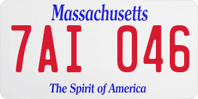 MA license plate 7AI046
