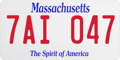 MA license plate 7AI047