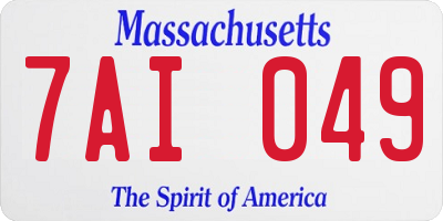 MA license plate 7AI049