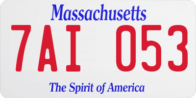 MA license plate 7AI053