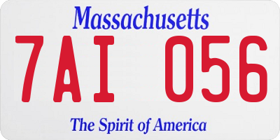 MA license plate 7AI056