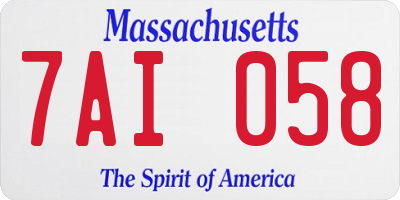 MA license plate 7AI058