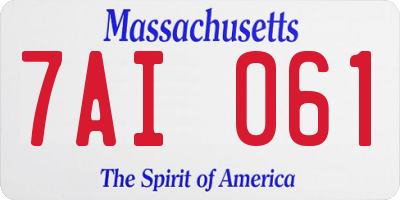 MA license plate 7AI061