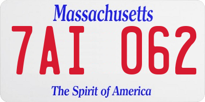 MA license plate 7AI062