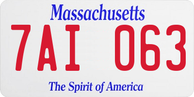 MA license plate 7AI063