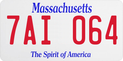 MA license plate 7AI064