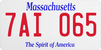 MA license plate 7AI065