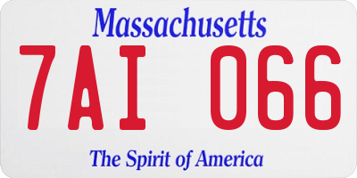 MA license plate 7AI066