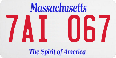 MA license plate 7AI067