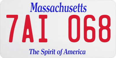 MA license plate 7AI068