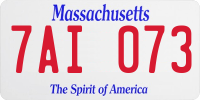 MA license plate 7AI073