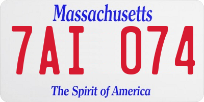 MA license plate 7AI074