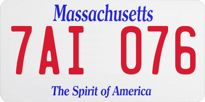 MA license plate 7AI076
