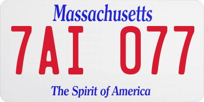 MA license plate 7AI077
