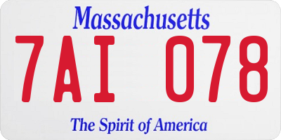 MA license plate 7AI078